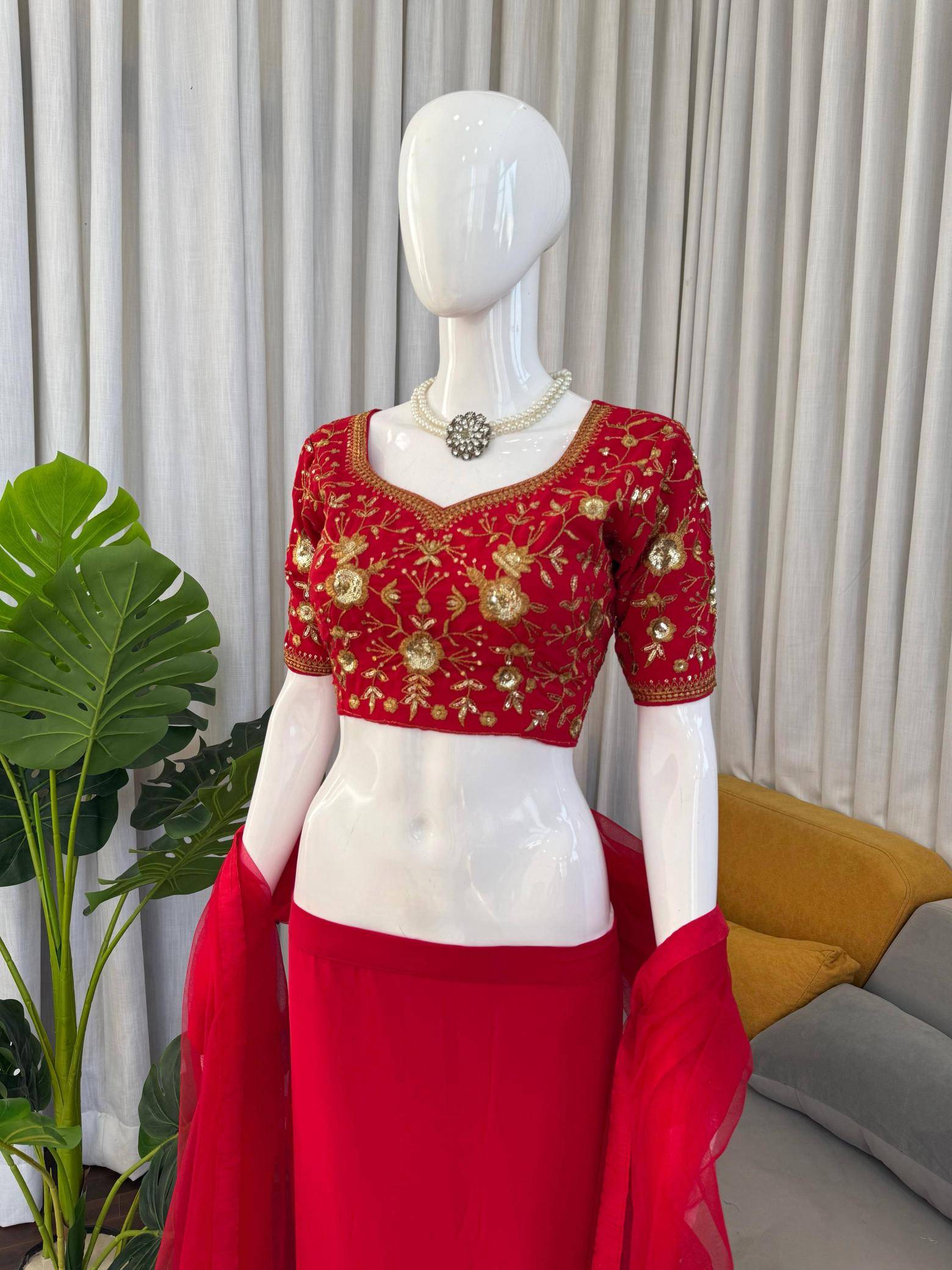 Heavy Boutique Collection QRC 390 Gorgette Designer lehenga choli suppliers